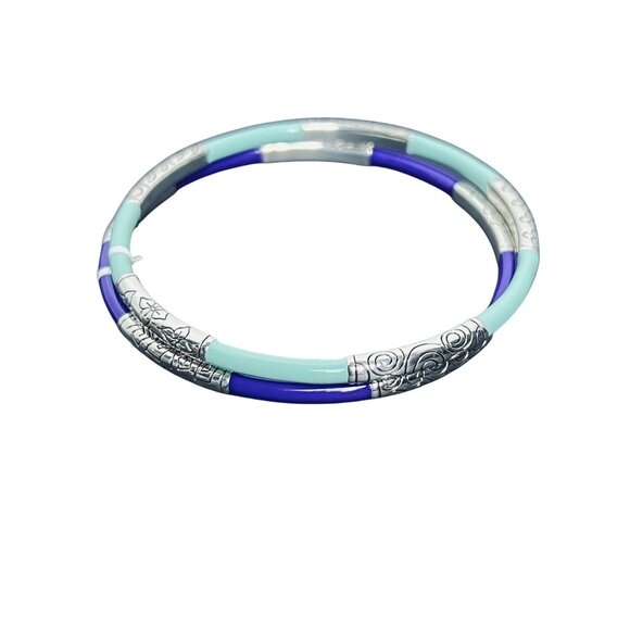 Set OF 2 Brighton Caramba Silver Tone And Enamel Bangle Bracelets (5943) - Picture 3 of 3